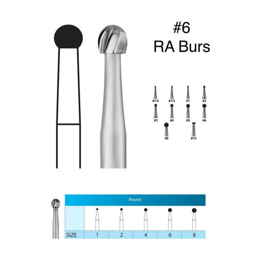 SS White Round Carbide Contra Angle Bur RA - 6 (310006) Pack Of 5