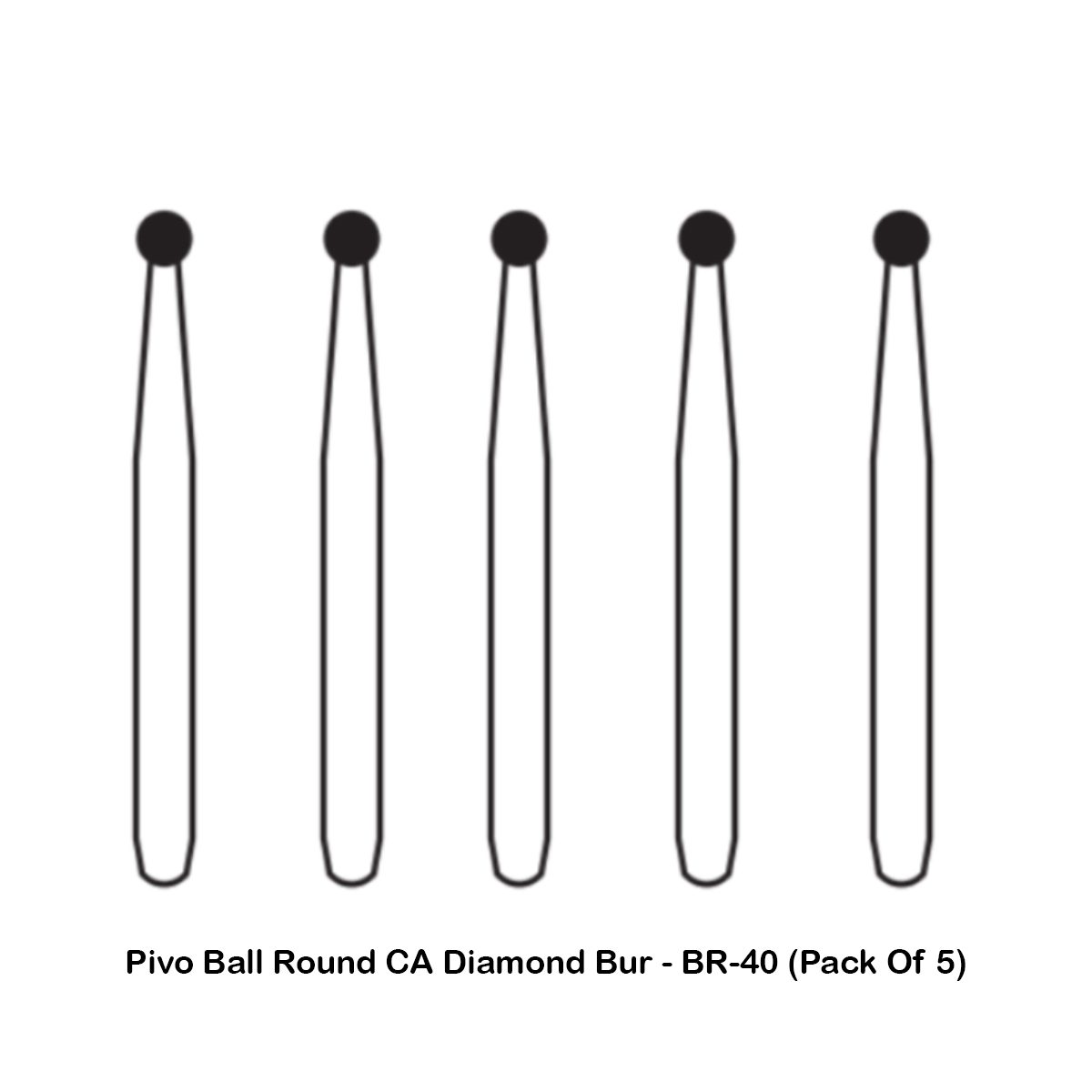 Pivo Ball Round Contra-angle Diamond Bur CA - BR-40 (Pack Of 5)