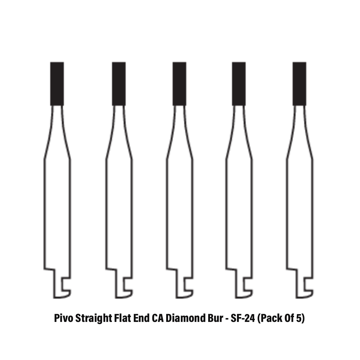 Pivo Straight Flat End Contra-angle Diamond Burs CA - SF (Pack Of 5)