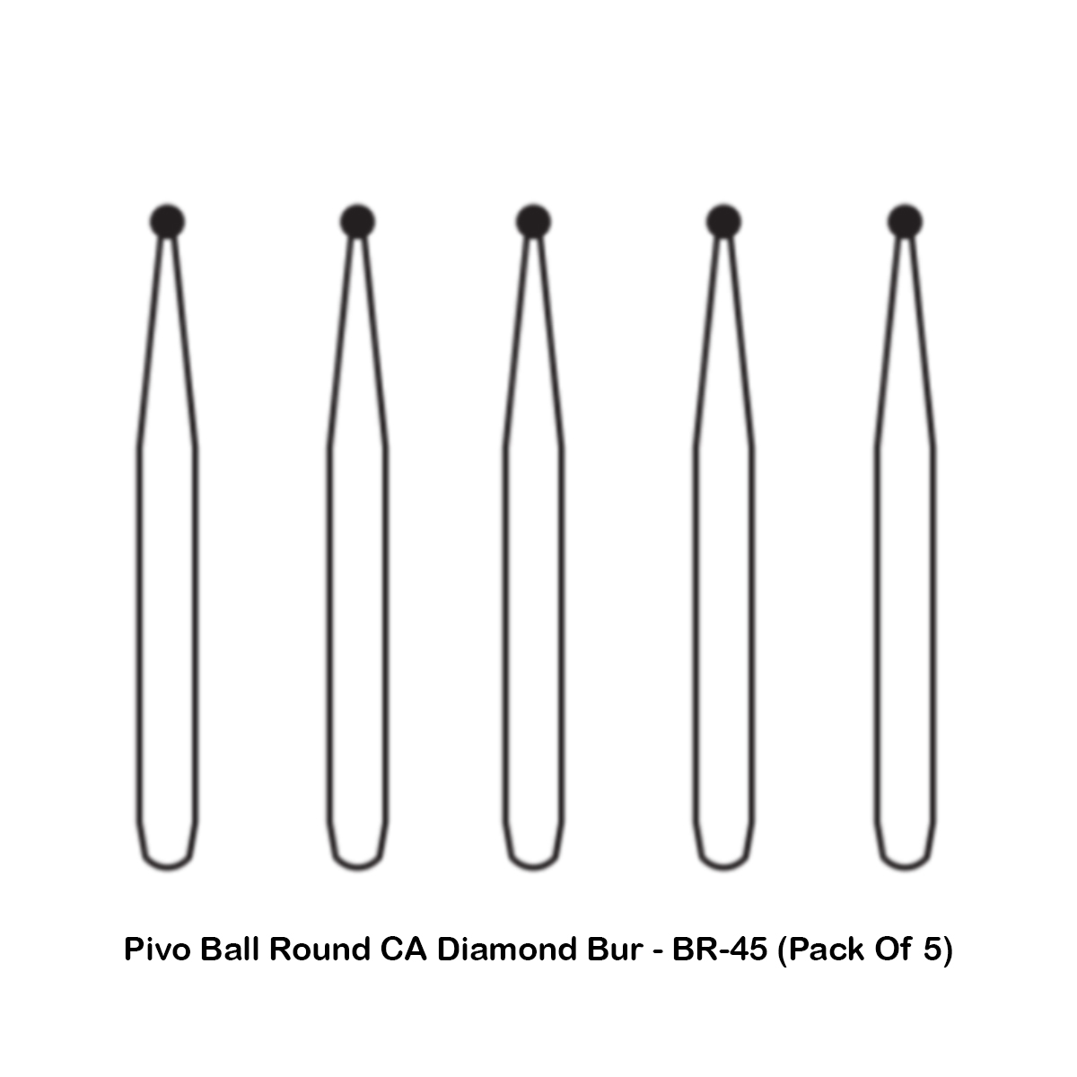 Pivo Ball Round Contra-angle Diamond Bur CA - BR-45 (Pack Of 5)