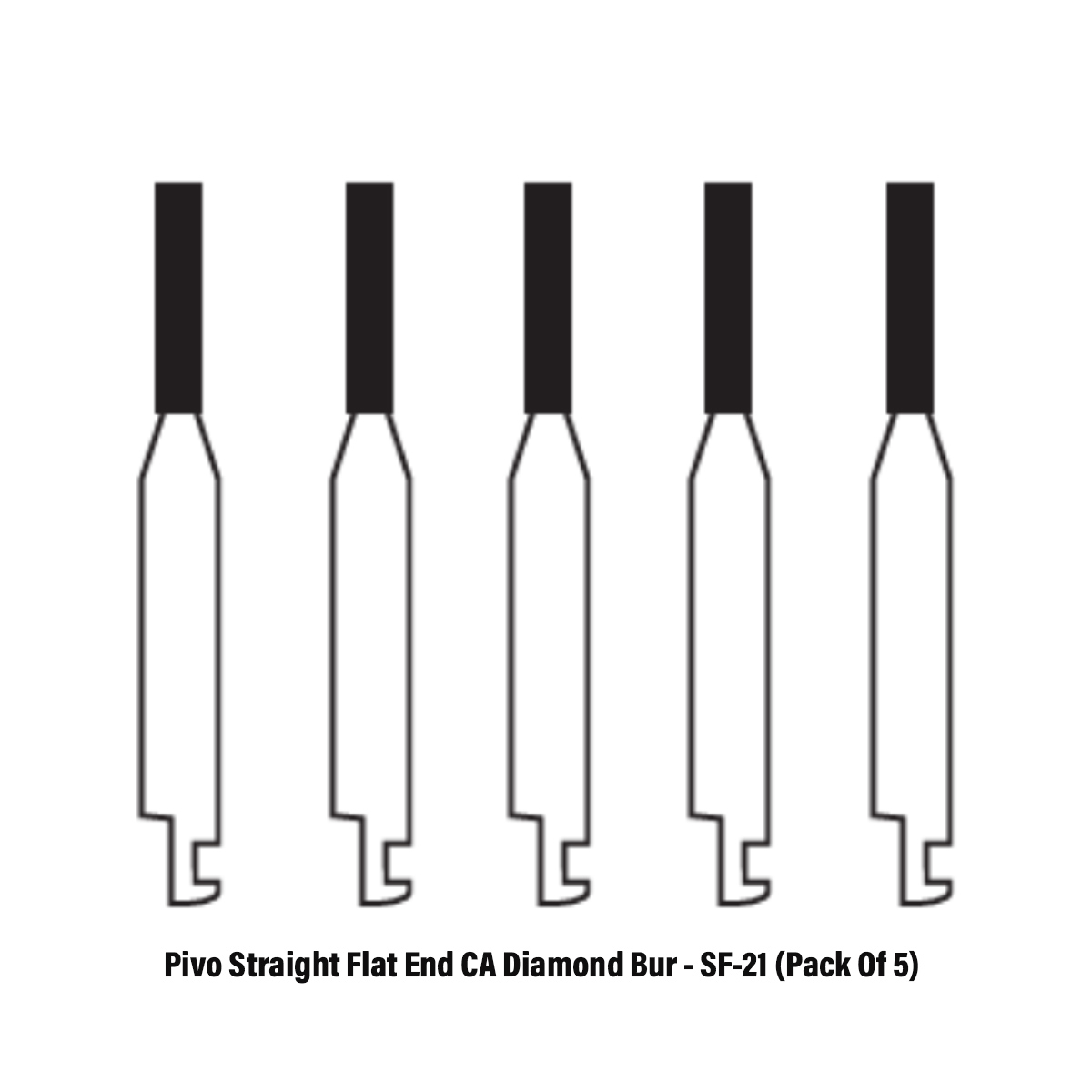 Pivo Straight Flat End Contra-angle Diamond Bur CA - SF-21 (Pack Of 5)