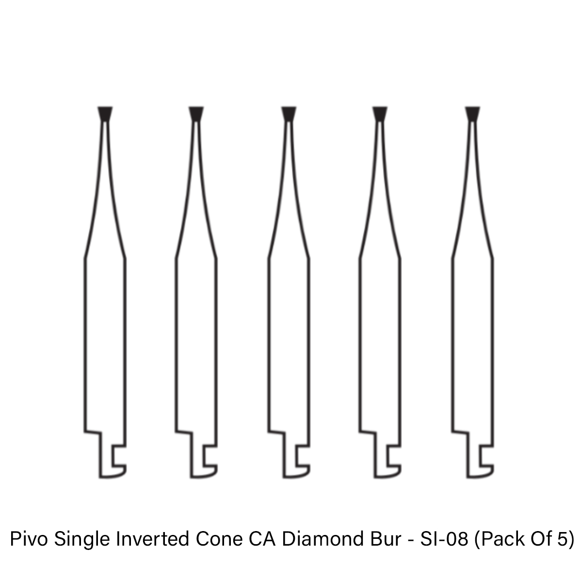 Pivo Single Inverted Cone Contra-angle Diamond Burs CA - SI (Pack Of 5)