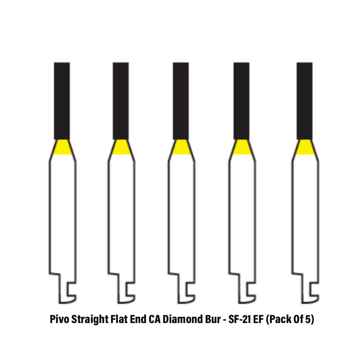 Pivo Straight Flat End Contra-angle Diamond Burs CA - SF (Pack Of 5)