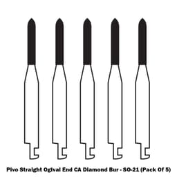 Pivo Straight Ogival End Contra-angle Diamond Burs CA - SO (Pack Of 5) - 7