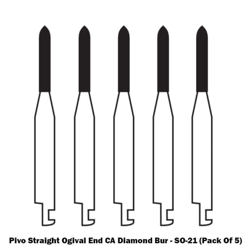 Pivo Straight Ogival End Contra-angle Diamond Burs CA - SO (Pack Of 5)