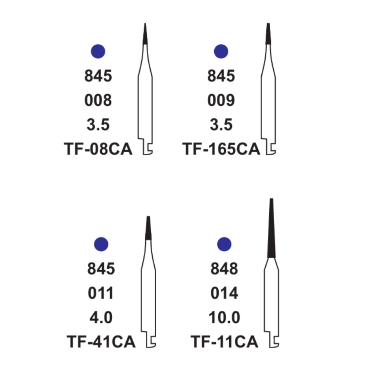 Pivo Taper Flat End Contra-angle Diamond Burs CA - TF (Pack Of 5)