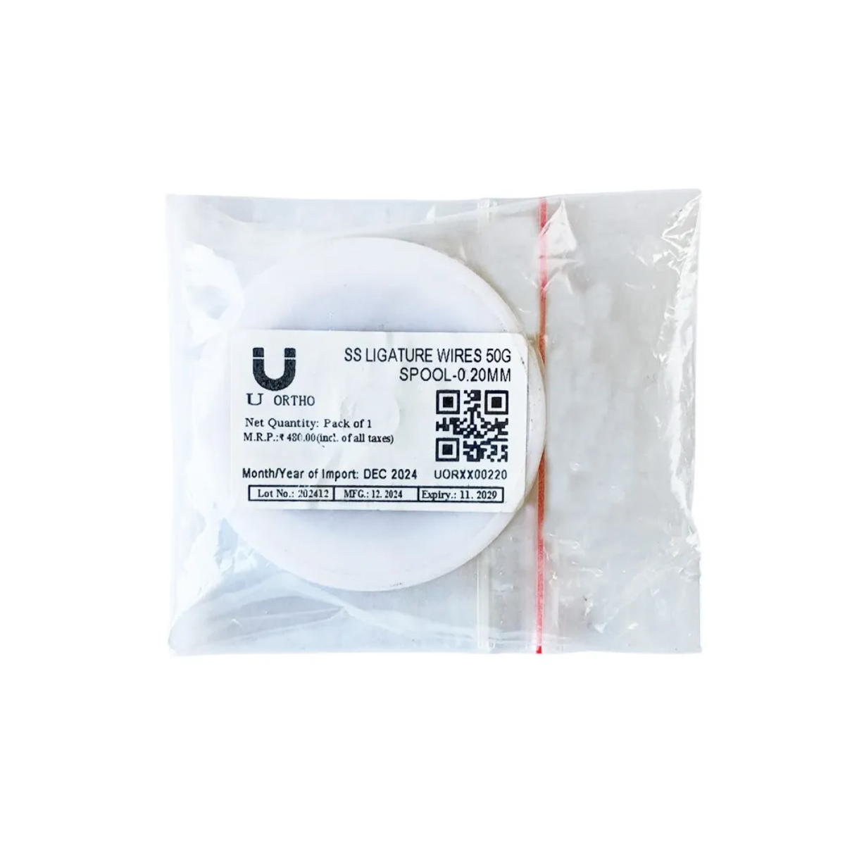 U Ortho SS Ligature Wires 50g Spool - 0.20mm