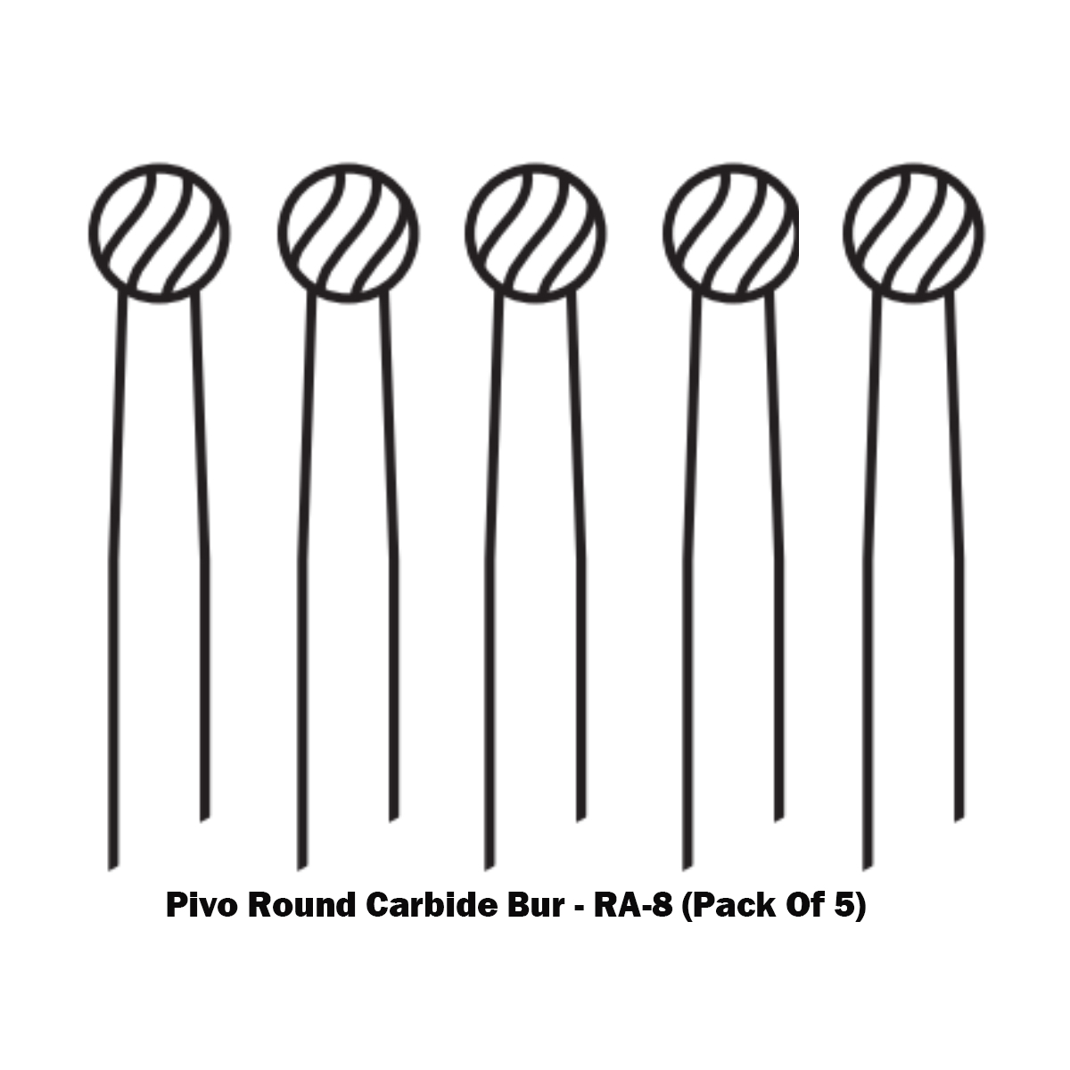 Pivo Round Carbide Contra-angle Burs - RA (Pack Of 5)