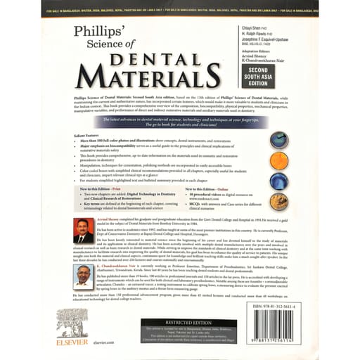 Phillips' Science Of Dental Materials - Second South Asia Edition (ISBN: 256111)
