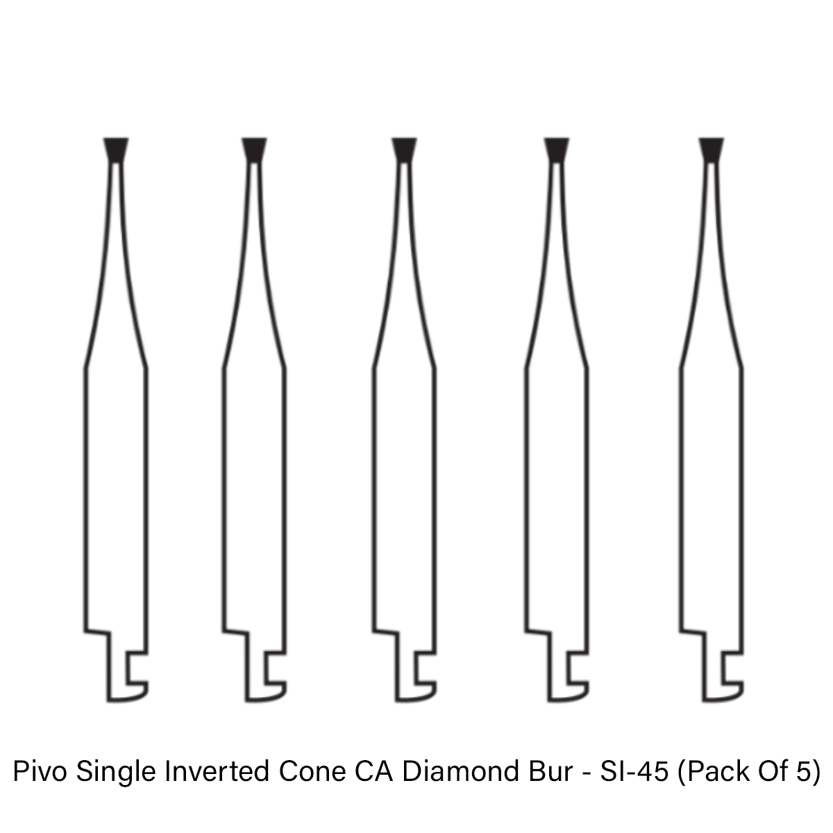 Pivo Single Inverted Cone Contra-angle Diamond Burs CA - SI (Pack Of 5)