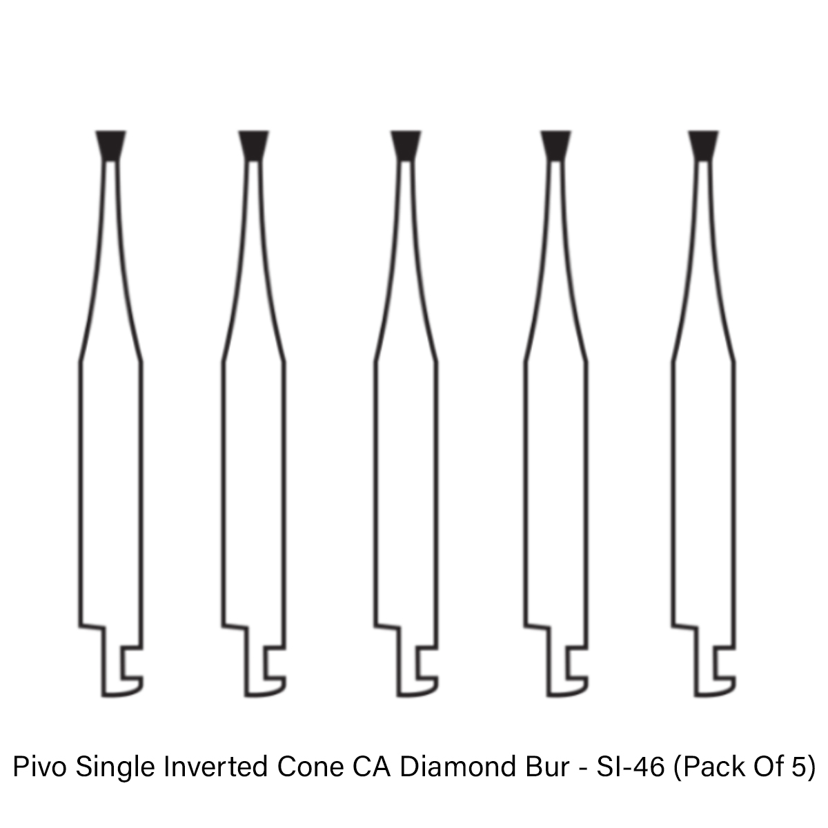 Pivo Single Inverted Cone Contra-angle Diamond Burs CA - SI (Pack Of 5)
