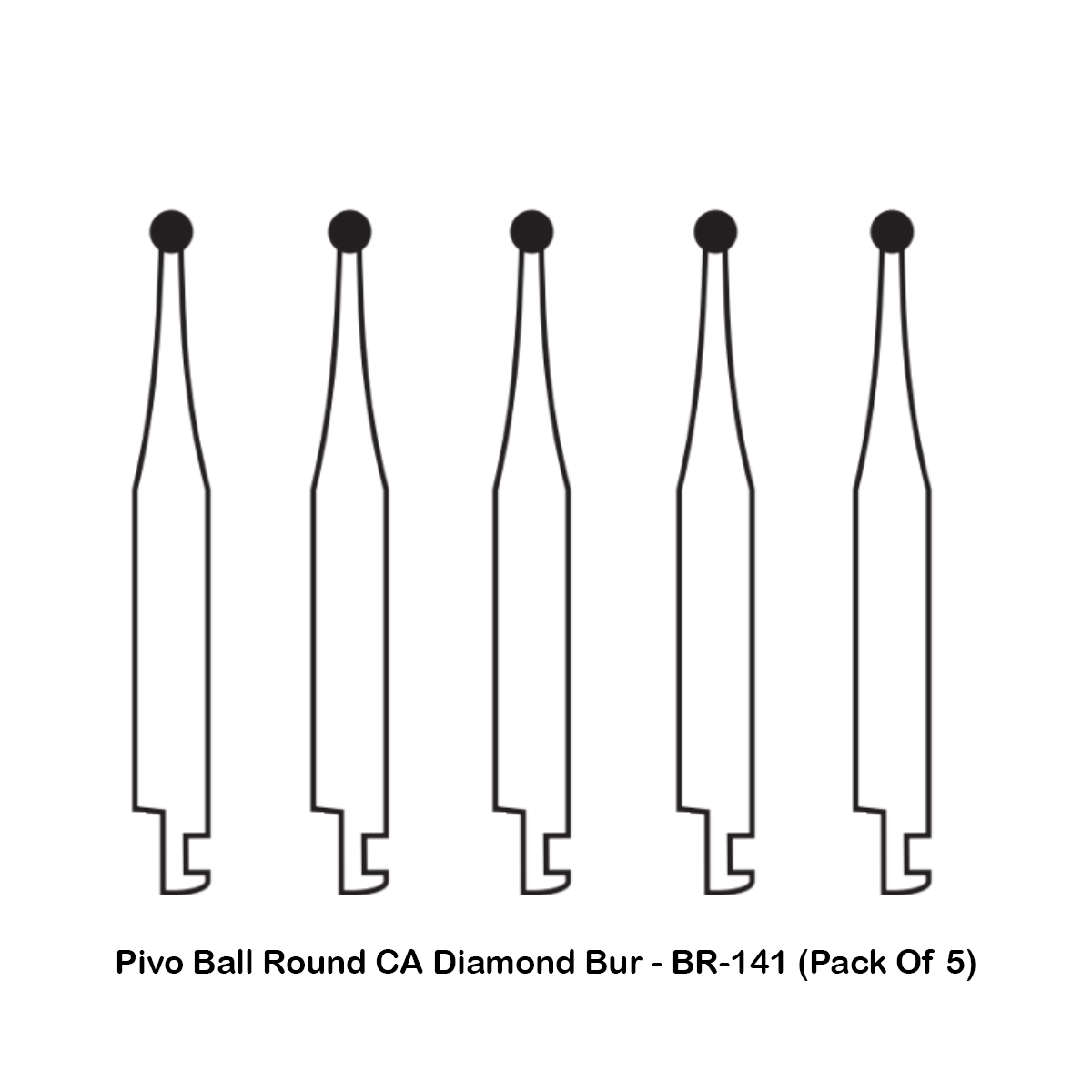 Pivo Ball Round Contra-angle Diamond Bur CA - BR-141 (Pack Of 5)