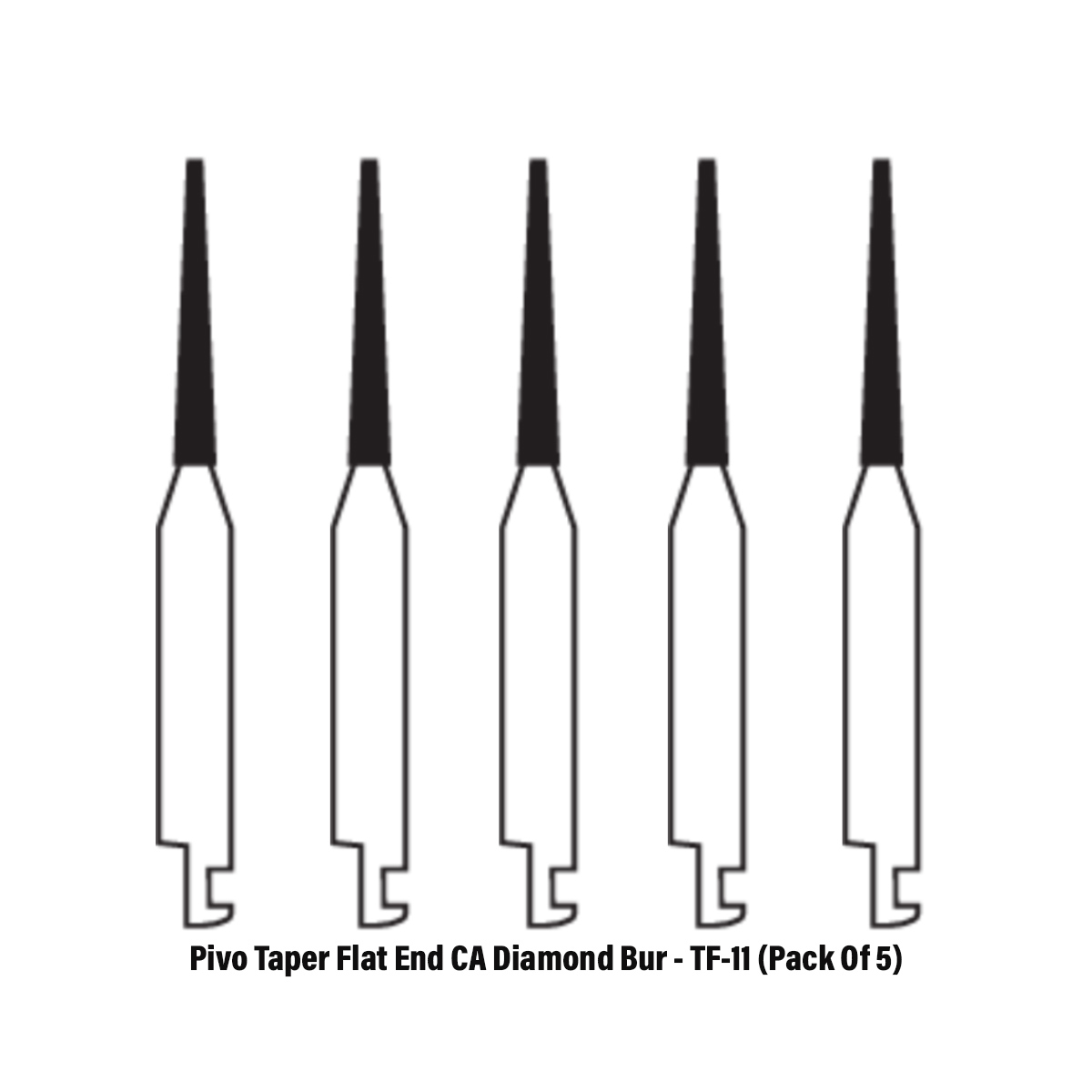 Pivo Taper Flat End Contra-angle Diamond Burs CA - TF (Pack Of 5)