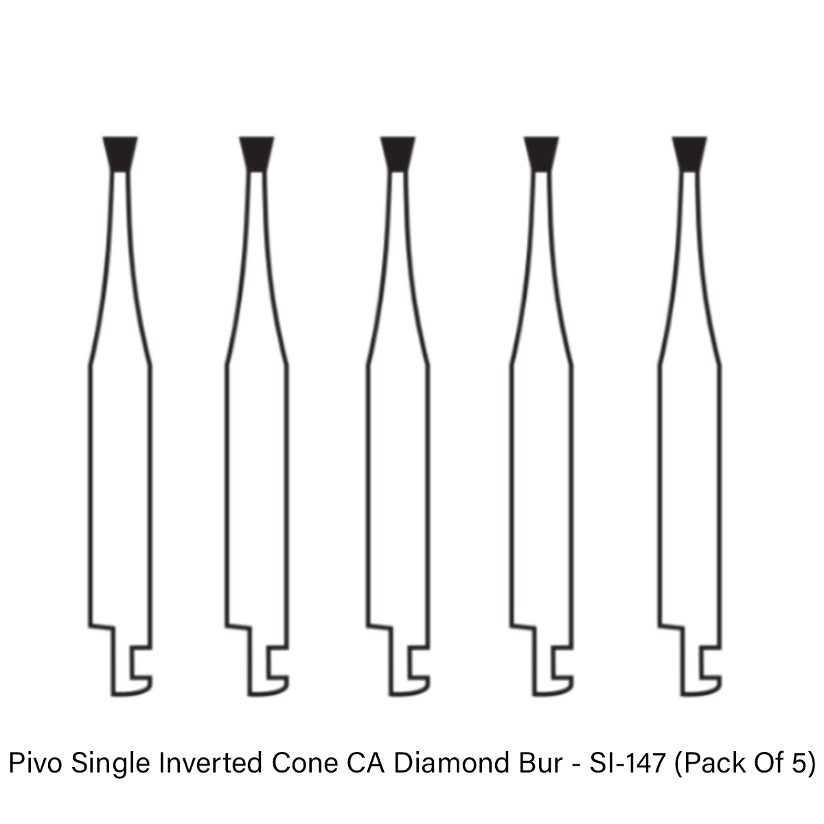 Pivo Single Inverted Cone Contra-angle Diamond Burs CA - SI (Pack Of 5)