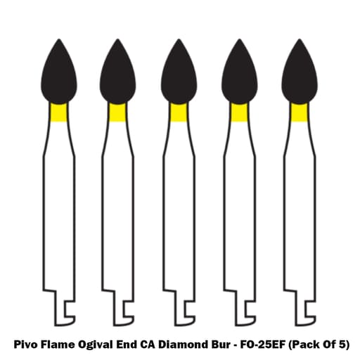 Pivo Flame Ogival End Contra-angle Diamond Burs CA - FO- (Pack Of 5)