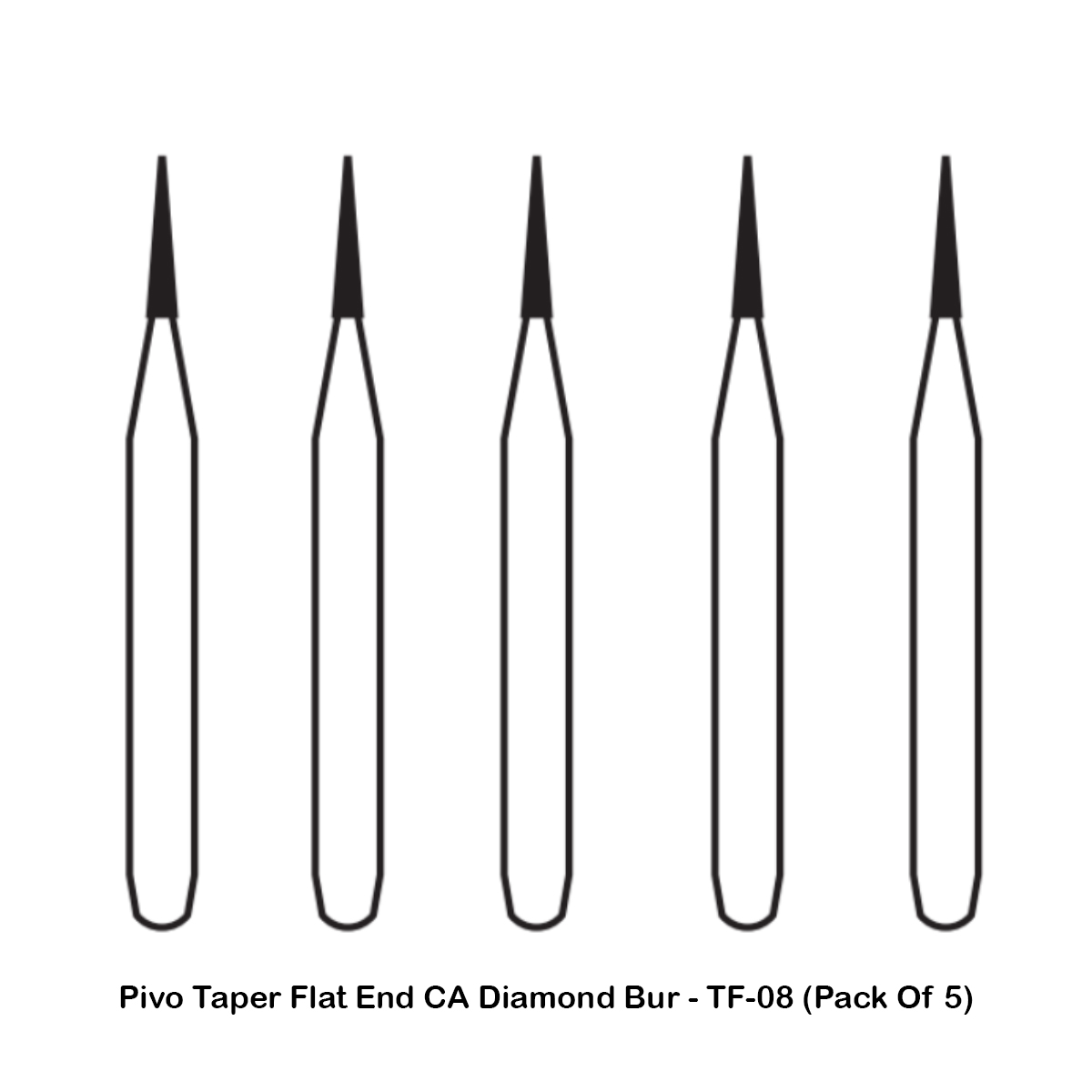 Pivo Taper Flat End Contra-angle Diamond Bur CA - TF-08 (Pack Of 5)