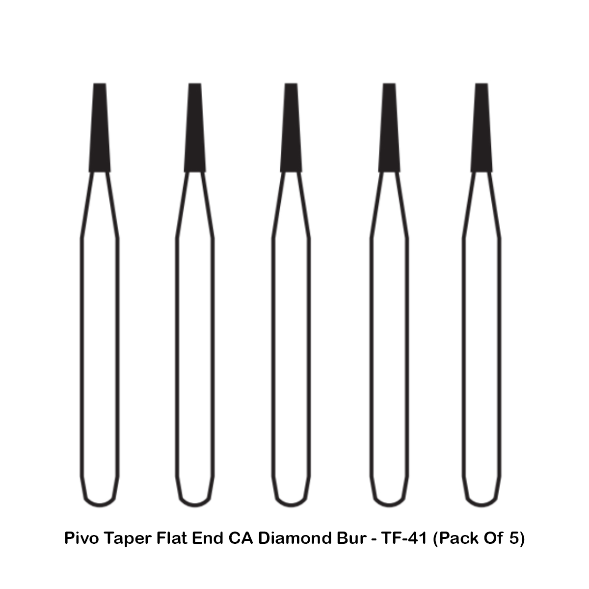 Pivo Taper Flat End Contra-angle Diamond Bur CA - TF-41 (Pack Of 5)