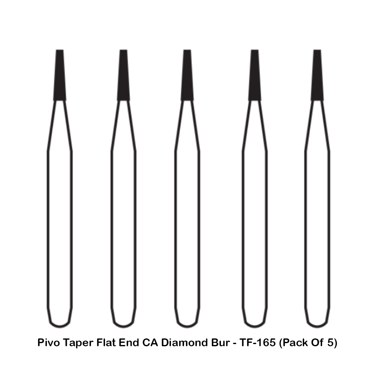 Pivo Taper Flat End Contra-angle Diamond Bur CA - TF-165 (Pack Of 5)