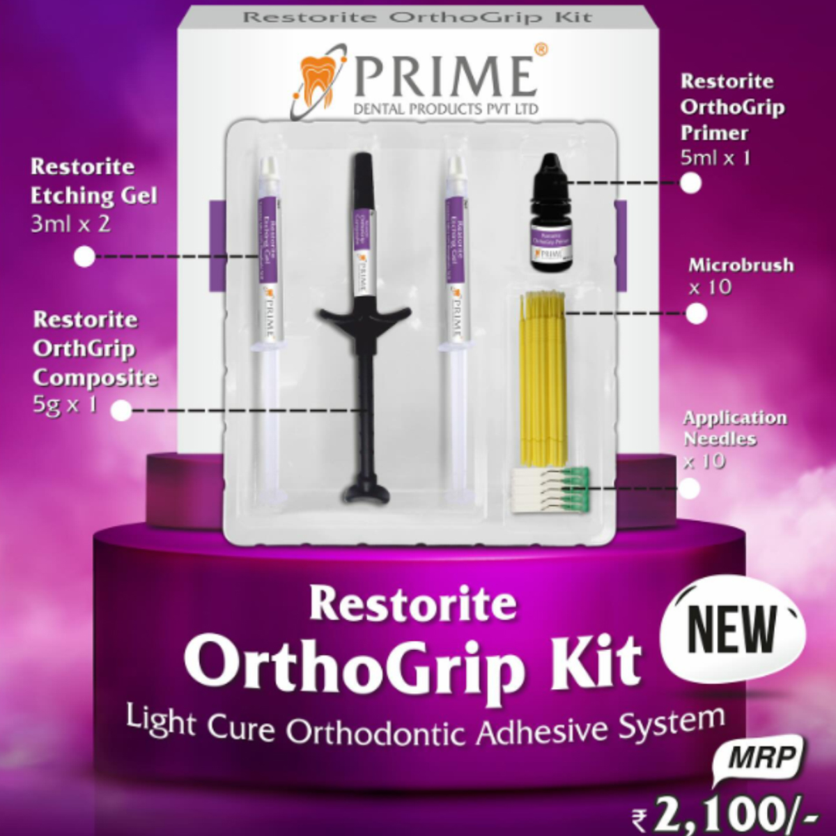 Prime Dental Restorite OrthoGrip Light Cure Orthodontic Adhesive Kit