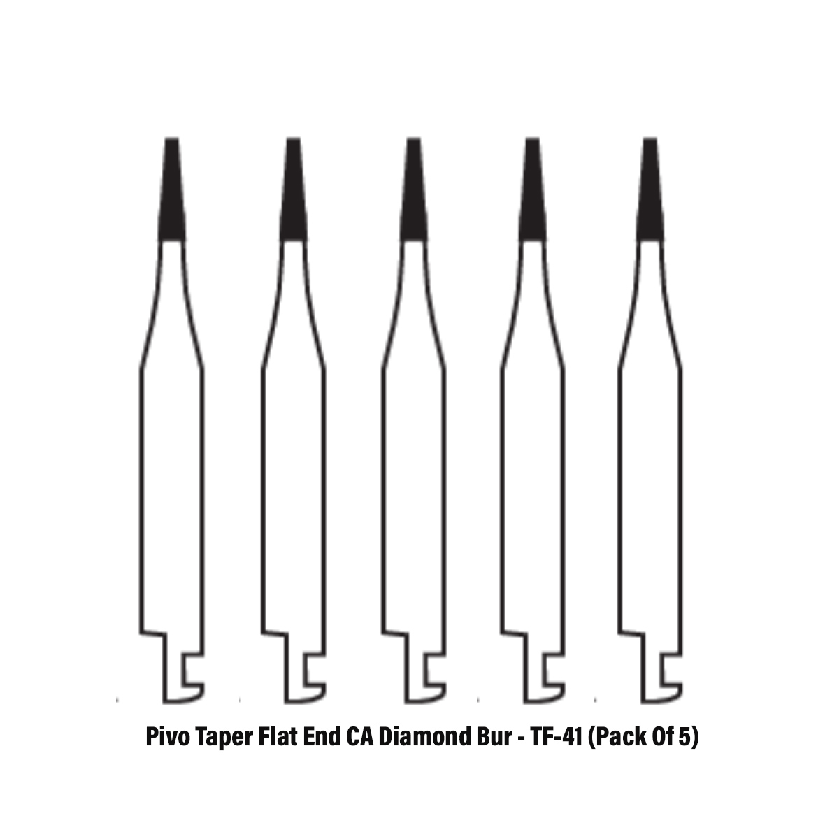 Pivo Taper Flat End Contra-angle Diamond Burs CA - TF (Pack Of 5)