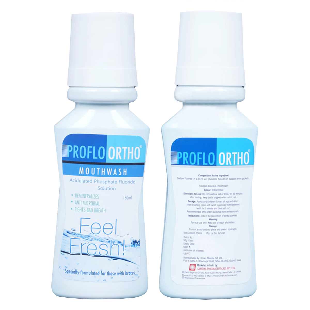 Sandika Pharma Proflo Ortho Acidulated Mouthwash (Pack of 12)