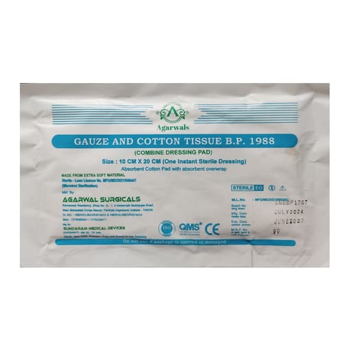 Agarwals Premium Sterile Combine Dressing Surgical Pads 10cm x 20cm