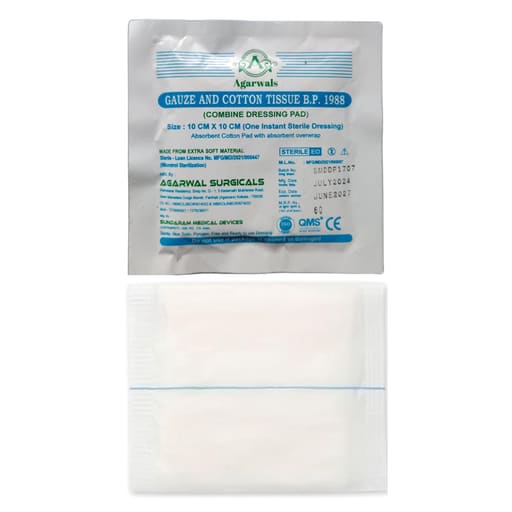 Agarwals Premium Sterile Combine Dressing Surgical Pads 10cm x 10cm