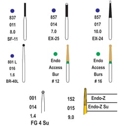 Pivo Cavity Access Endodontic Preparation Airotor Burs Kit (Set Of 9) - 4