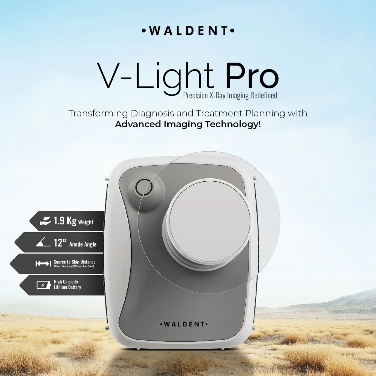 Woodpecker RTA Intelli-Sensor RVG By Waldent Size - 1.5 + Waldent V-Light Pro DC X-ray Machine Combo
