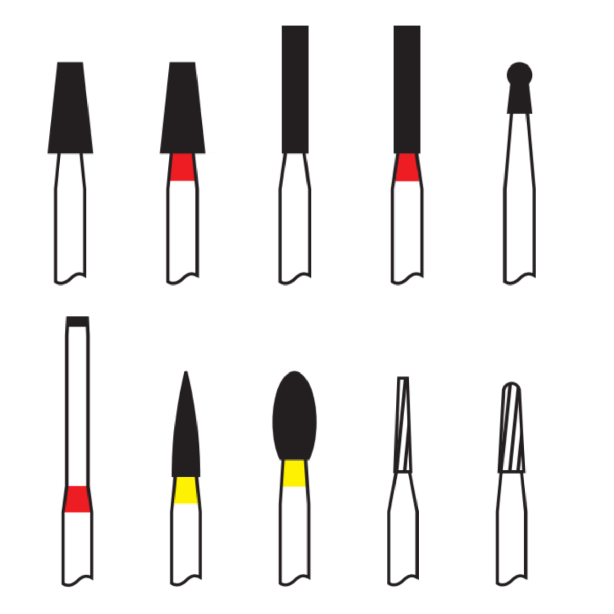 Pivo Inlay - Onlay Preparation Airotor Diamond Burs Kit (Set Of 10)