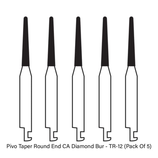 Pivo Taper Round End Contra-angle Diamond Burs CA - TR (Pack Of 5)