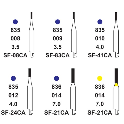 Pivo Straight Flat End Contra-angle Diamond Burs CA - SF (Pack Of 5)