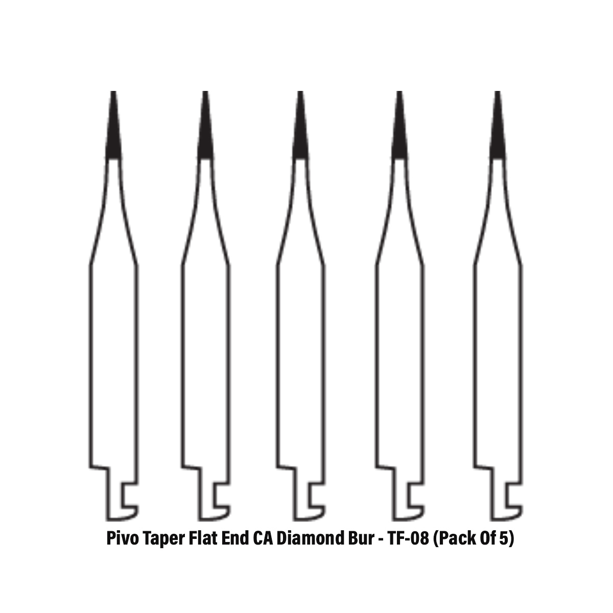 Pivo Taper Flat End Contra-angle Diamond Burs CA - TF (Pack Of 5)