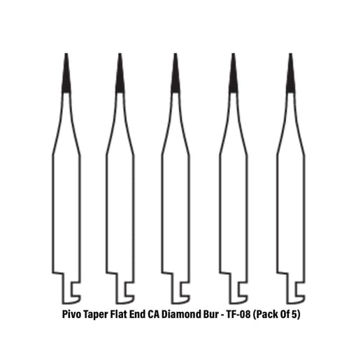 Pivo Taper Flat End Contra-angle Diamond Burs CA - TF (Pack Of 5)