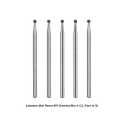 Labodent Ball Round Straight Handpiece HP Diamond Burs (Pack of 5) - 2