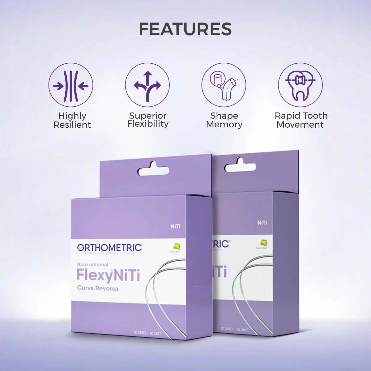 OrthoMetric Flexy NiTi Reverse Curve Intraoral Archwires - Square (10/Pk)