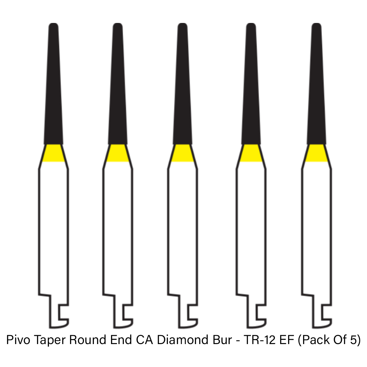 Pivo Taper Round End Contra-angle Diamond Burs CA - TR (Pack Of 5)