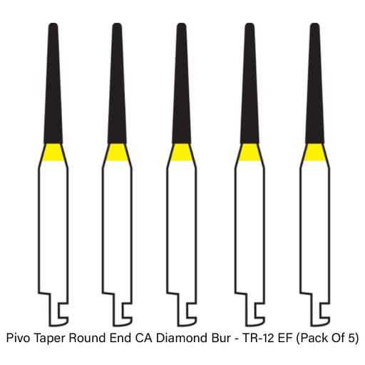 Pivo Taper Round End Contra-angle Diamond Burs CA - TR (Pack Of 5)