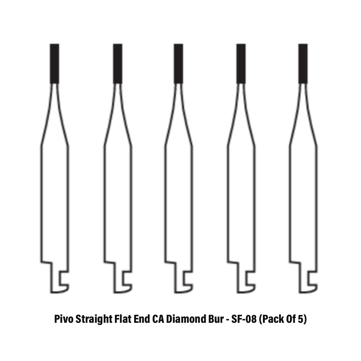 Pivo Straight Flat End Contra-angle Diamond Burs CA - SF (Pack Of 5)