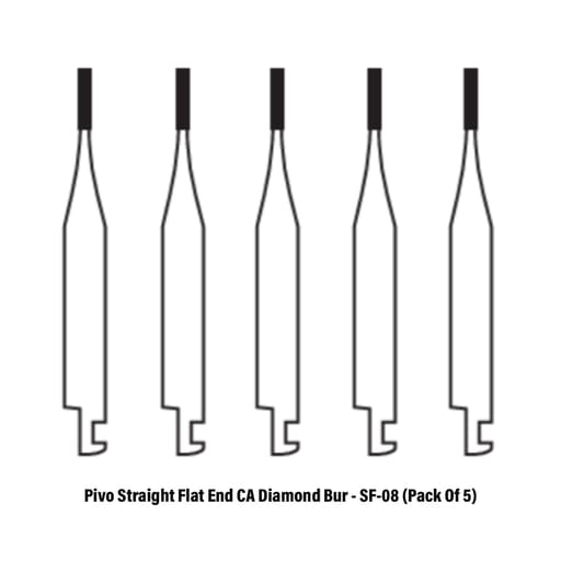 Pivo Straight Flat End Contra-angle Diamond Burs CA - SF (Pack Of 5)