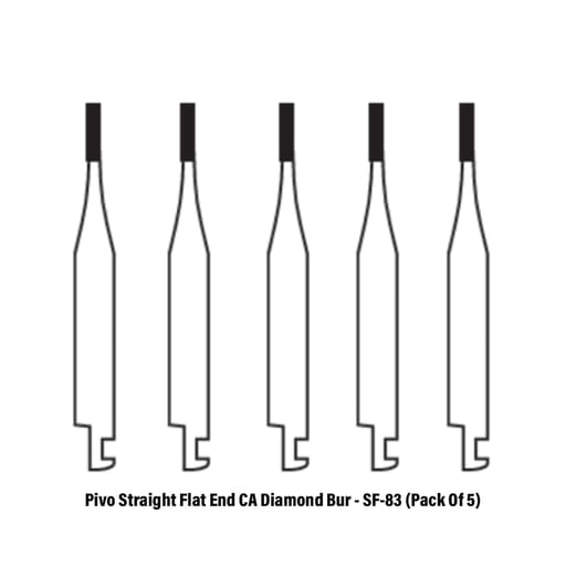 Pivo Straight Flat End Contra-angle Diamond Burs CA - SF (Pack Of 5)
