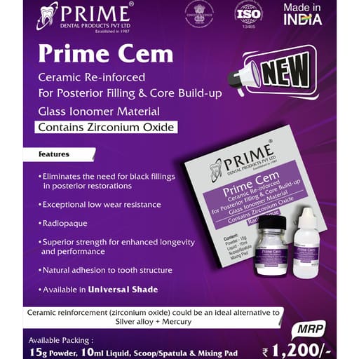 Prime Dental Prime Cem Ceramic Reinforced Glass Ionomer Cement