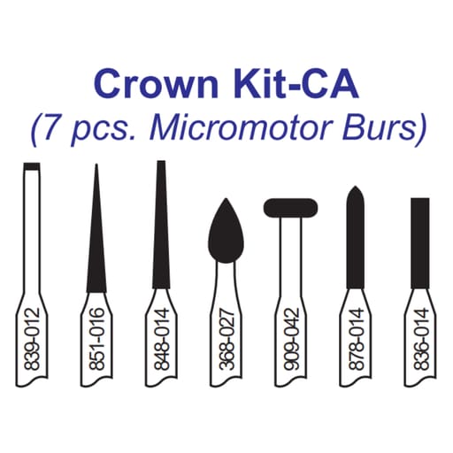 Pivo Crown Preparation Micromotor Burs Kit - Contra-Angle Handpiece (Set Of 7)