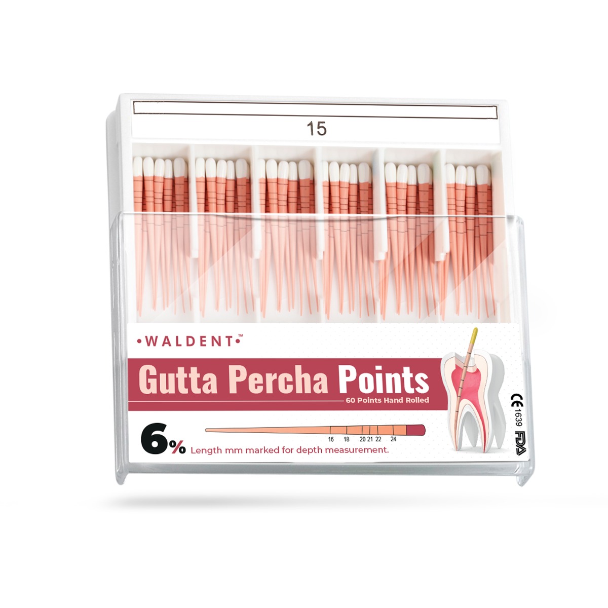 Waldent Gutta Percha Points 6% (Length Marked) #15