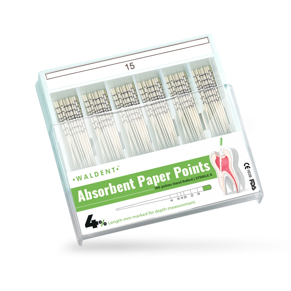 Waldent Paper Points 4% (Length Marked) #15