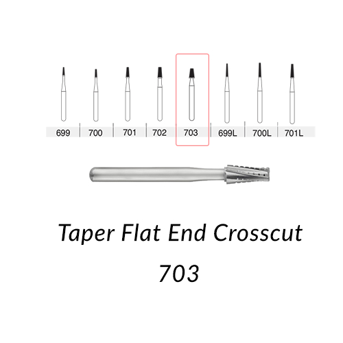 SS White Carbide Bur Taper/Flat End Cross Cut Fissure