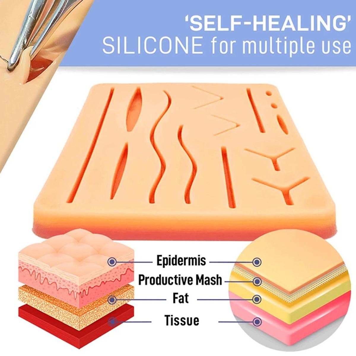 iDENTical Silicone Suture Practice Pad with 14 Pre-cuts