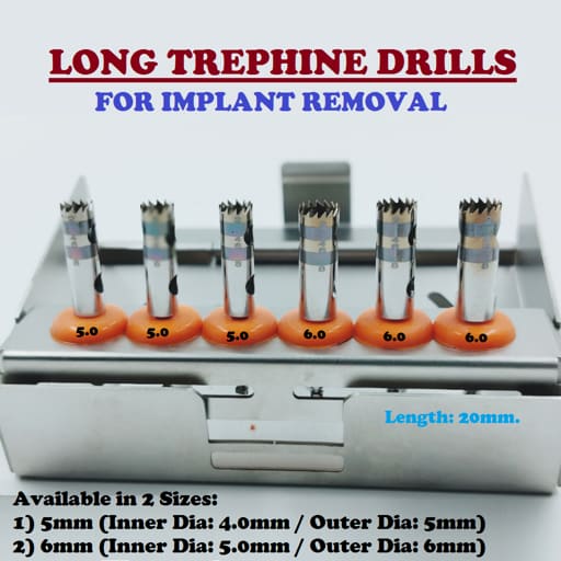 Julldent Long Trephine Drills for Implant Removal