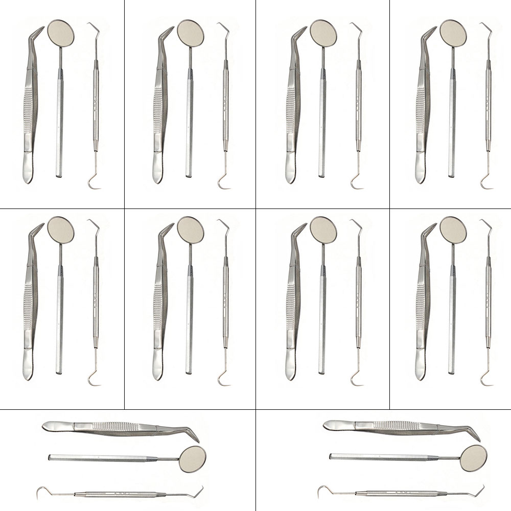 GI Dental Probe + Mouth Mirror + Tweezer (Pk of 10)