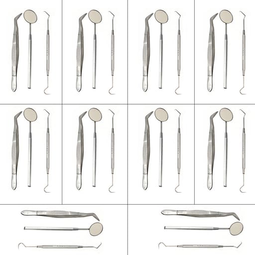 GI Dental Probe + Mouth Mirror + Tweezer (Pk of 10)